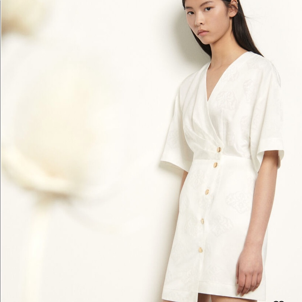 Sandro Jacquard wraparound dress